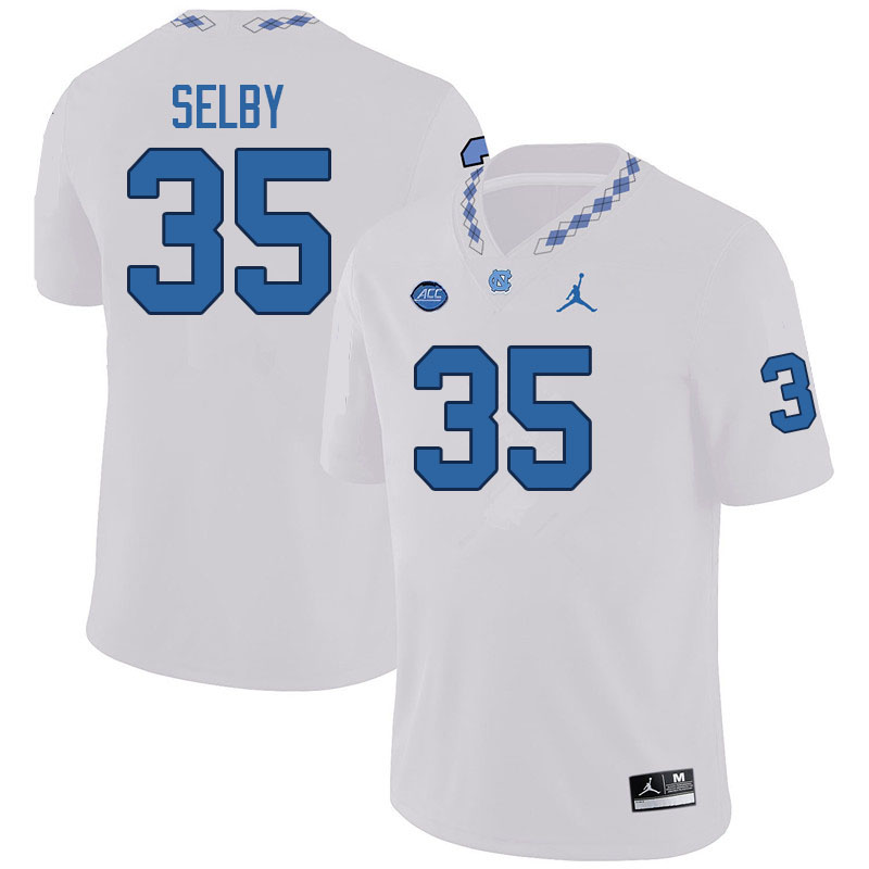 Men #35 Jaden Selby North Carolina Tar Heels College Football Jerseys Sale-White